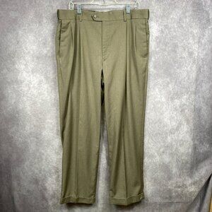 Stafford Dress Pants Mens 38x32(29) Brown Pleated Cuffed Classic Fit Travel